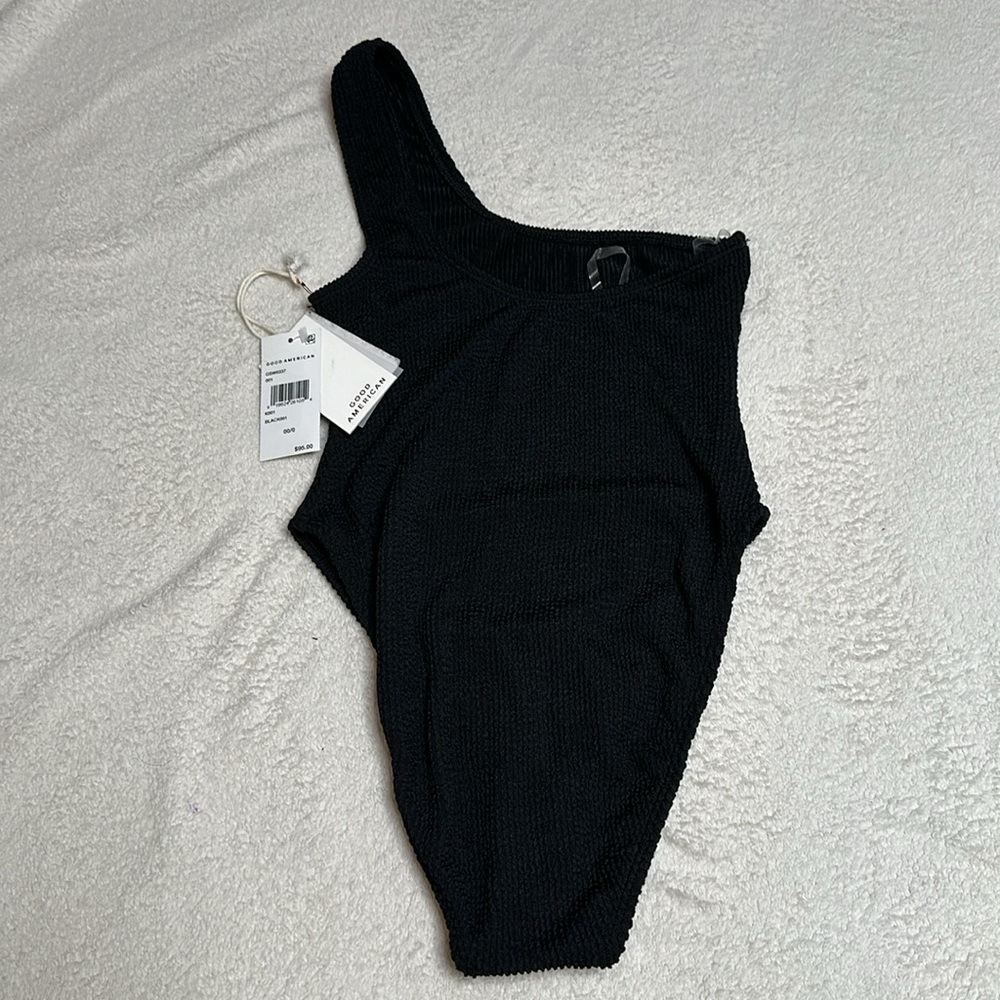 NWT! Good American Always Fits One Shoulder Bodysuit in Black Size XS - Picture 4 of 9